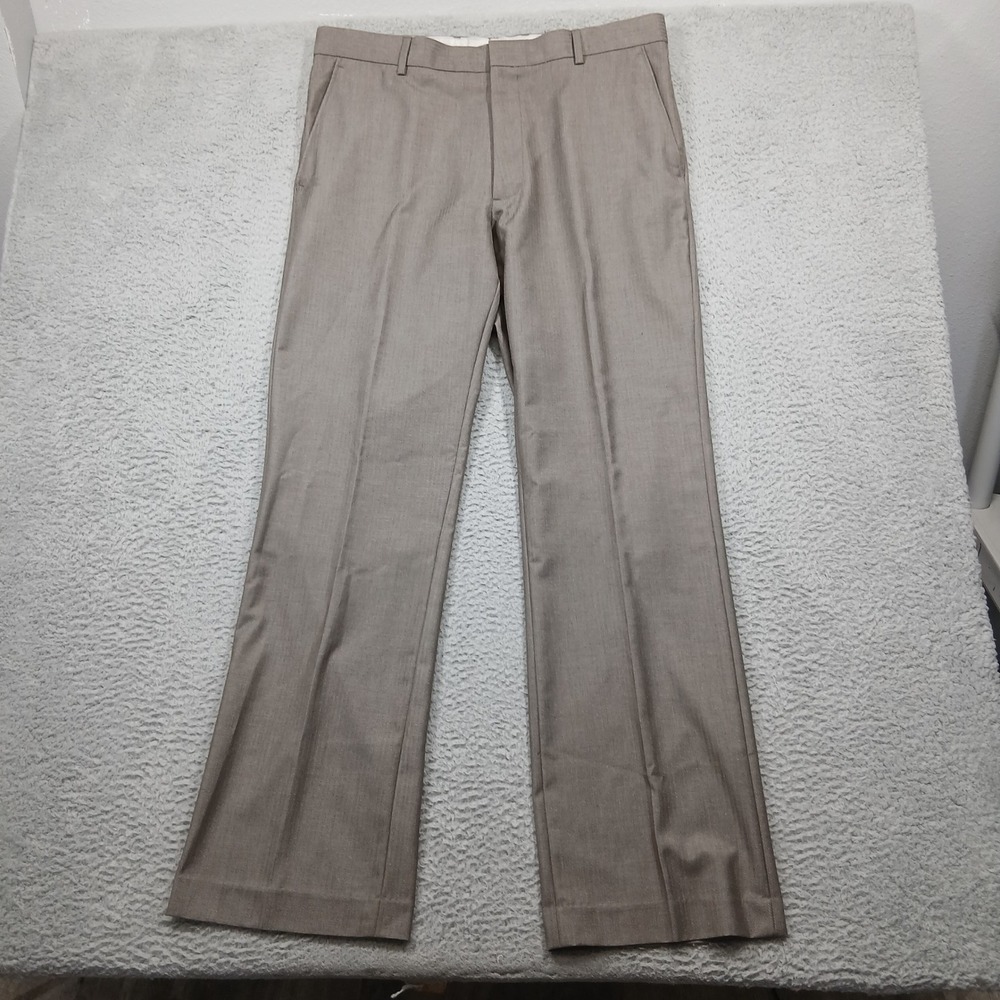 Banana Republic Men's 36x34 Dress Pants Gray Flat Front Wool Blend